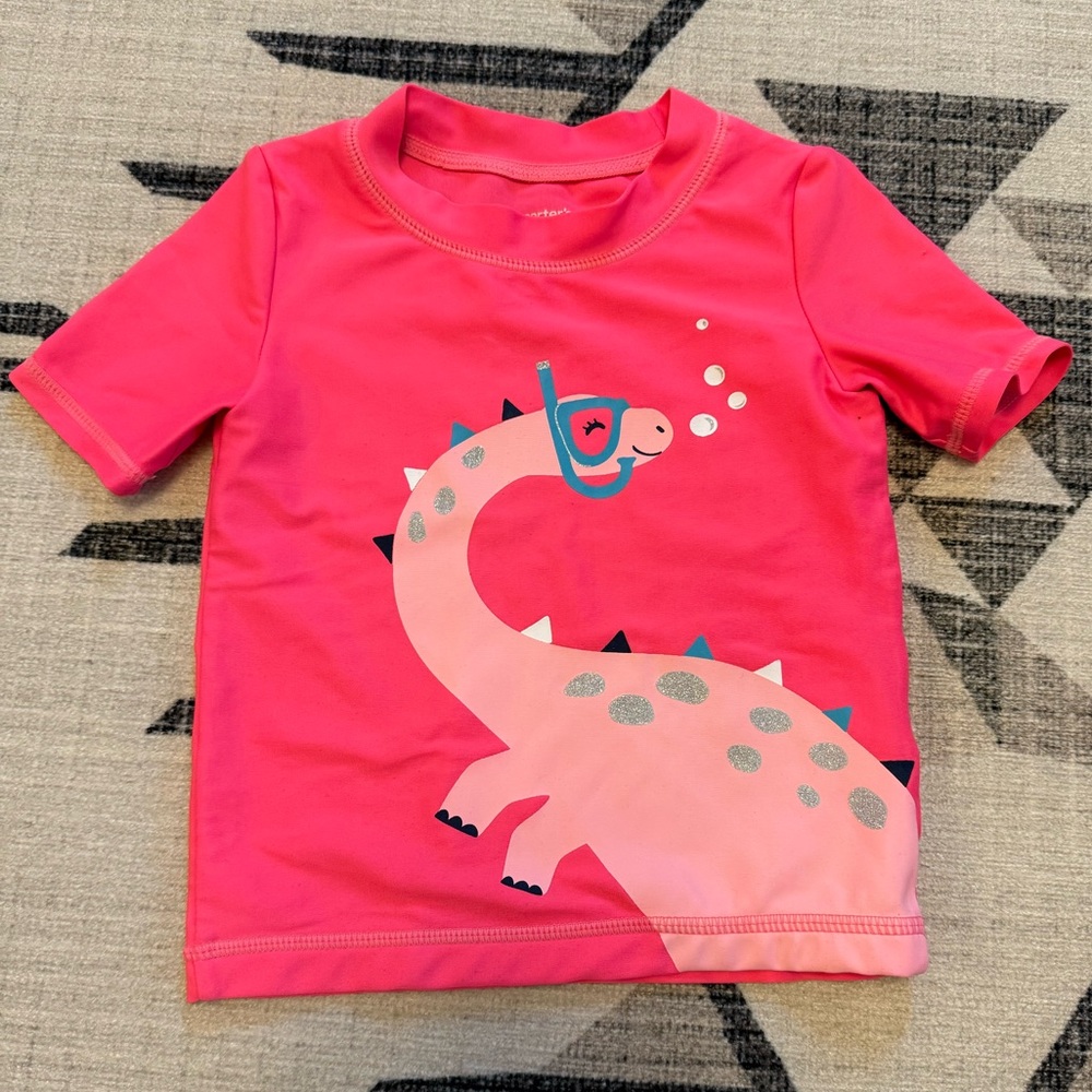 Carter's Pink Short Sleeve Tee with Dinosaur Design
